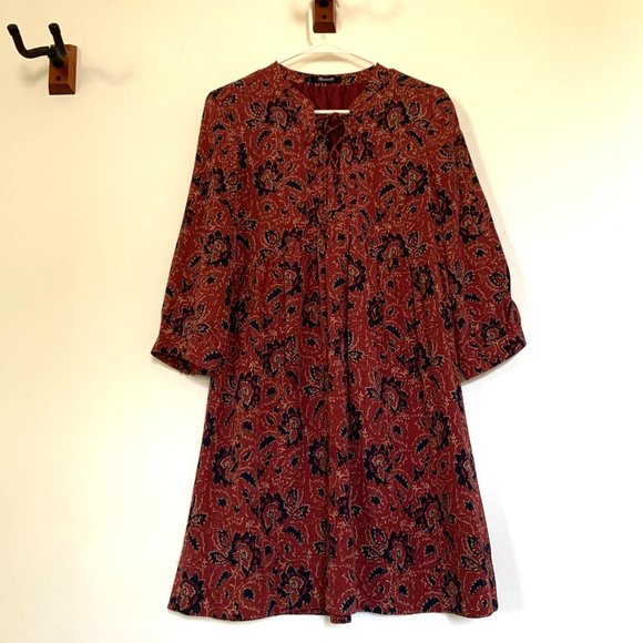 Madewell Women’s Silk Lace-up Floral Dress Size M Babydoll Peasant Sleeves - Picture 5 of 5